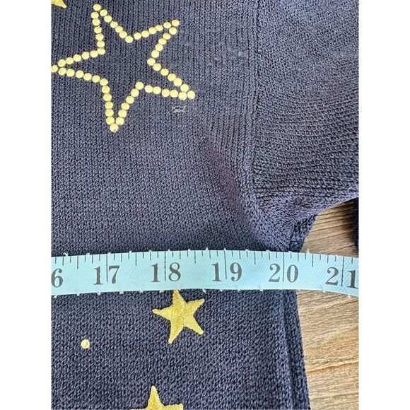 St. John Separates Womens Mock Neck Embroidered Gold Star Knit Sweater Size S - Picture 7 of 9